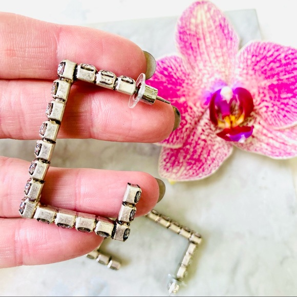 DANNIJO Archer Silverplated & Swarovski Crystal Hoop Earrings NWT - Picture 13 of 17